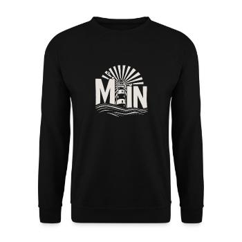 Moin - Northern Germany Lighthouse Design - Unisex Sweatshirt - black - Front - Alina (178cm) & Michal (187cm)