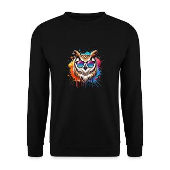 Funny Owl Clothing – Trendy Fashion for - Unisex Sweatshirt - black - Front - Alina (178cm) & Michal (187cm)