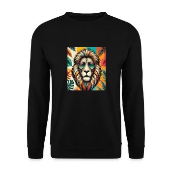 Funny Lion Clothing – Trendy Fashion for - Unisex Sweatshirt - black - Front - Alina (178cm) & Michal (187cm)