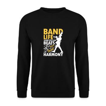 Band Life Steps and Beats Make Harmony - Unisex Pullover - Schwarz - Vorne - Alina (178cm) & Michal (187cm)