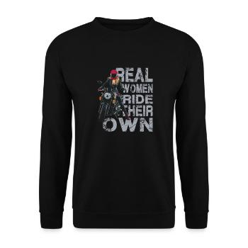 Real Women Ride Their Own für eine - Unisex Pullover - Schwarz - Vorne - Alina (178cm) & Michal (187cm)