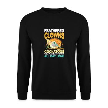 Featherd Clowns Cockatoos für eine Kakadu - Unisex Pullover - Schwarz - Vorne - Alina (178cm) & Michal (187cm)