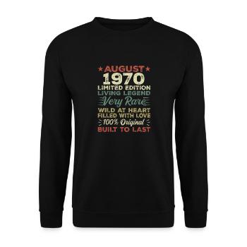 August 1970 - Geschenkidee Für August 1970 - 1970 - Unisex Pullover - Schwarz - Vorne - Alina (178cm) & Michal (187cm)