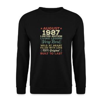 August 1987 - Geschenkidee Für August 1987 - 1987 - Unisex Pullover - Schwarz - Vorne - Alina (178cm) & Michal (187cm)