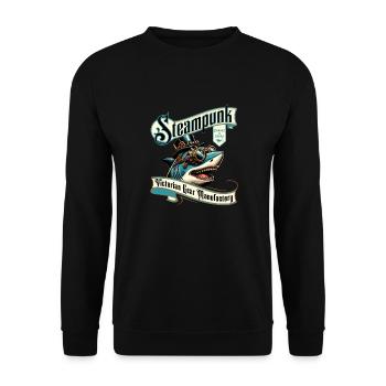 Steampunk Hai Comic - Unisex Pullover - Schwarz - Vorne - Alina (178cm) & Michal (187cm)