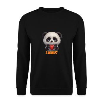 PANDA I MISS U - Unisex Pullover - Schwarz - Vorne - Alina (178cm) & Michal (187cm)