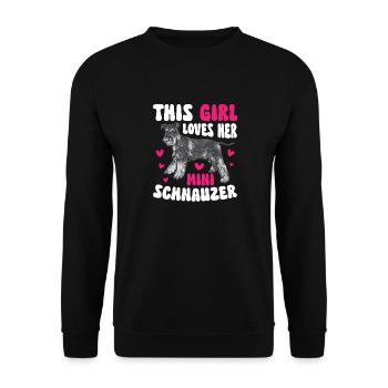 Zwergschnauzer Hund Schnauzer - Unisex Pullover - Schwarz - Vorne - Alina (178cm) & Michal (187cm)