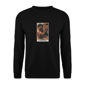 Tarotkarten Tarotkarte Strength Kraft - Unisex Pullover - Schwarz - Vorne - Alina (178cm) & Michal (187cm)