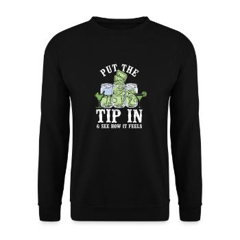 Bartender Mixologist Put The Tip - Unisex Pullover - Schwarz - Vorne - Alina (178cm) & Michal (187cm)