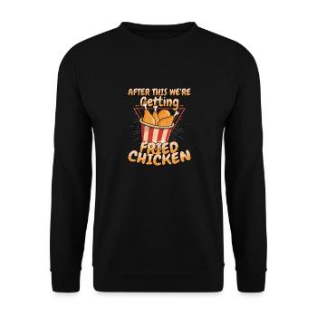Après cela, nous obtenons du poulet frit Fast Food F - Sweat-shirt Unisexe - noir - Devant - Alina (178cm) & Michal (187cm)