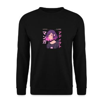Manga Addicted - Kawaii Anime Girl Fashion Punk - Unisex Pullover - Schwarz - Vorne - Alina (178cm) & Michal (187cm)