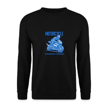Motorrad-Freiheit erleben - Unisex Pullover - Schwarz - Vorne - Alina (178cm) & Michal (187cm)