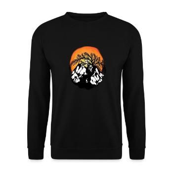 Mountains, Mountain, Tree, Trees, Sunset, Nature - Unisex Sweatshirt - black - Front - Alina (178cm) & Michal (187cm)