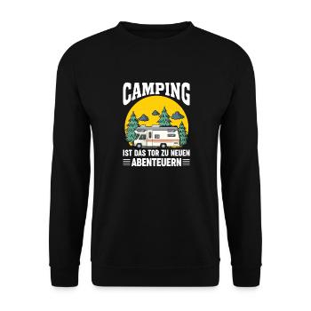 Camping T - Shirt Wohnmobil Geschenk - Unisex Pullover - Schwarz - Vorne - Alina (178cm) & Michal (187cm)