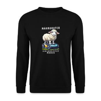 TONDEUSE À GAZON ROBOT MOUTON JE LE FAIS TONDRE MAINTENANT - Sweat-shirt Unisexe - noir - Devant - Alina (178cm) & Michal (187cm)