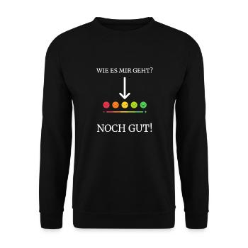 Lustiger Spruch mit Stimmungsbarometer Design - Unisex Pullover - Schwarz - Vorne - Alina (178cm) & Michal (187cm)