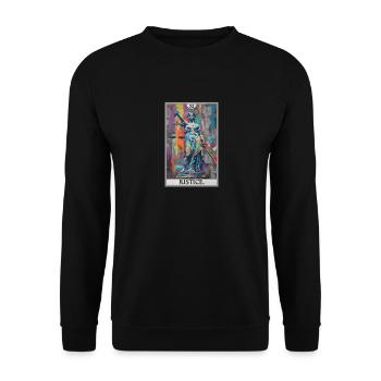 Tarotkarten Tarotkarte Justice Gerechtigkeit - Unisex Pullover - Schwarz - Vorne - Alina (178cm) & Michal (187cm)
