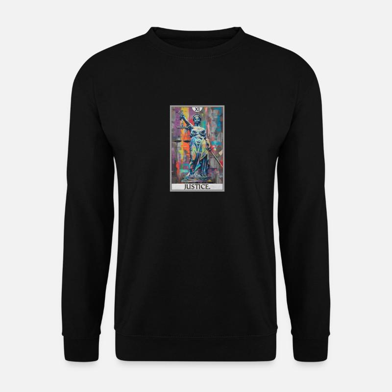 Tarotkarten Tarotkarte Justice Gerechtigkeit - Unisex Pullover - Schwarz