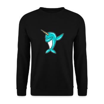 Dabbing Narwhal Lustiges Einhorn Des Meeres Dab Cool - Unisex Pullover - Schwarz - Vorne - Alina (178cm) & Michal (187cm)
