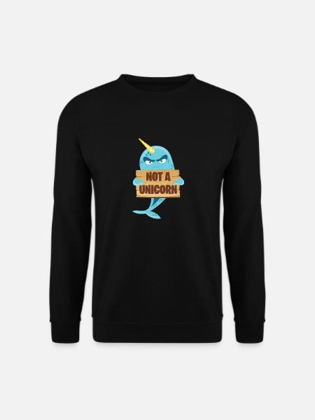 Not A Unicorn T-Shirt - Funny Narwhal Fish Sea Pun - Unisex Sweatshirt - black