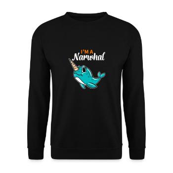 Je suis une licorne narval de la mer Drôle de baleine de mer - Sweat-shirt Unisexe - noir - Devant - Alina (178cm) & Michal (187cm)