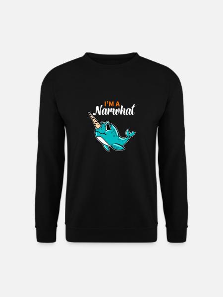 Ich bin ein Narwal Einhorn des Meeres Lustiger Seewal - Unisex Pullover - Schwarz