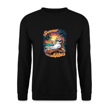chat sur la plage pour l'été - Sweat-shirt Unisexe - noir - Devant - Alina (178cm) & Michal (187cm)