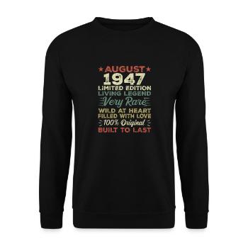 Août 1947 - Idée cadeau pour août 1947 - 1947 - Sweat-shirt Unisexe - noir - Devant - Alina (178cm) & Michal (187cm)
