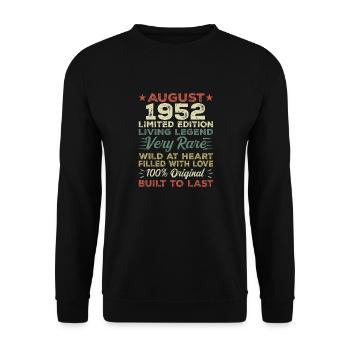 August 1952 - Geschenkidee Für August 1952 - 1952 - Unisex Pullover - Schwarz - Vorne - Alina (178cm) & Michal (187cm)