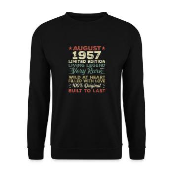 August 1957 - Geschenkidee Für August 1957 - 1957 - Unisex Pullover - Schwarz - Vorne - Alina (178cm) & Michal (187cm)