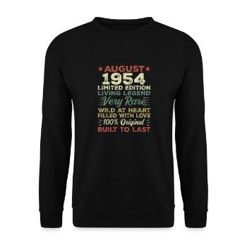 August 1954 - Geschenkidee Für August 1954 - 1954 - Unisex Pullover - Schwarz - Vorne - Alina (178cm) & Michal (187cm)