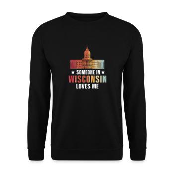 Jemand in Wisconsin liebt mich - Unisex Pullover - Schwarz - Vorne - Alina (178cm) & Michal (187cm)