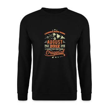 August 2012 Birthday August 2012 Vintage Gift - Unisex Sweatshirt - black - Front - Alina (178cm) & Michal (187cm)