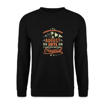 Cadeau Août 1971 Anniversaire Aout 1971 Vintage - Sweat-shirt Unisexe - noir - Devant - Alina (178cm) & Michal (187cm)