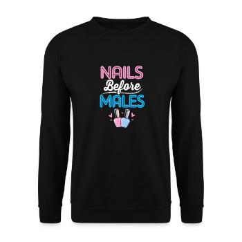 Nageldesignerin Nagel Kosmetik Kosmetikerin - Unisex Pullover - Schwarz - Vorne - Alina (178cm) & Michal (187cm)