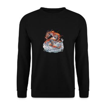 Drache Drachen Fabeltier Märchen - Unisex Pullover - Schwarz - Vorne - Alina (178cm) & Michal (187cm)