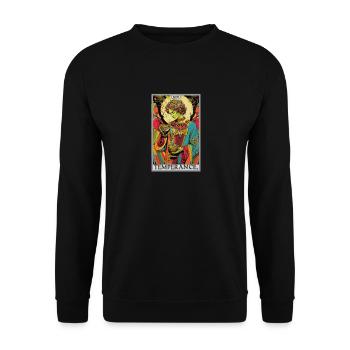 Tarotkarten Tarotkarte Temperance Mäßigkeit - Unisex Pullover - Schwarz - Vorne - Alina (178cm) & Michal (187cm)