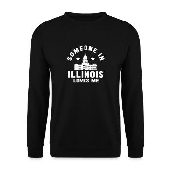Jemand in Illinois liebt mich - Unisex Pullover - Schwarz - Vorne - Alina (178cm) & Michal (187cm)