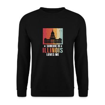 Jemand in Illinois liebt mich - Unisex Pullover - Schwarz - Vorne - Alina (178cm) & Michal (187cm)
