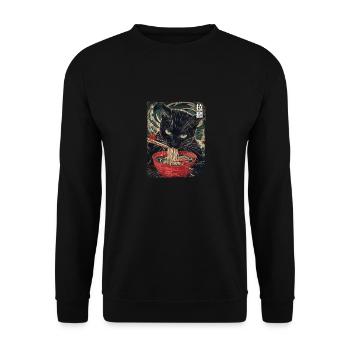Aesthetic Ramen Noodles - Kawaii Black Cat - Unisex Sweatshirt - black - Front - Alina (178cm) & Michal (187cm)