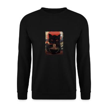 Manga Fan Vintage Aesthetic Ramen Nudeln Design - Unisex Pullover - Schwarz - Vorne - Alina (178cm) & Michal (187cm)