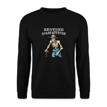 PENSIONER FUN WITH AN END - Unisex Sweatshirt - black - Front - Alina (178cm) & Michal (187cm)