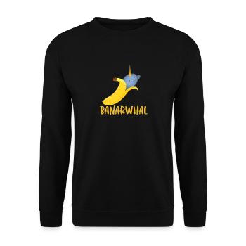 Banarwhal Banane Narval Jeu de mots Fruit Jaune Animal - Sweat-shirt Unisexe - noir - Devant - Alina (178cm) & Michal (187cm)