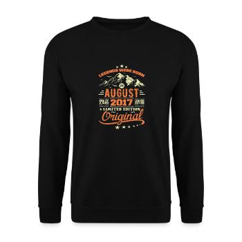 August 2017 Birthday August 2017 Vintage Gift - Unisex Sweatshirt - black - Front - Alina (178cm) & Michal (187cm)