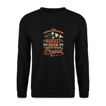 August 2016 Birthday August 2016 Vintage Gift - Unisex Sweatshirt - black - Front - Alina (178cm) & Michal (187cm)