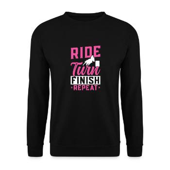 Cheval de course de barils de rodéo - Sweat-shirt Unisexe - noir - Devant - Alina (178cm) & Michal (187cm)