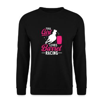 Cheval de course de barils de rodéo - Sweat-shirt Unisexe - noir - Devant - Alina (178cm) & Michal (187cm)