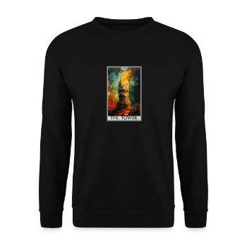 Cartes de tarot Carte de tarot La Tour La Tour - Sweat-shirt Unisexe - noir - Devant - Alina (178cm) & Michal (187cm)