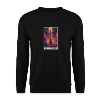 Cartes de tarot Carte de tarot La Tour La Tour - Sweat-shirt Unisexe - noir - Devant - Alina (178cm) & Michal (187cm)
