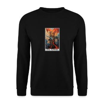 Tarotkarten Tarotkarte The Tower Der Turm - Unisex Pullover - Schwarz - Vorne - Alina (178cm) & Michal (187cm)